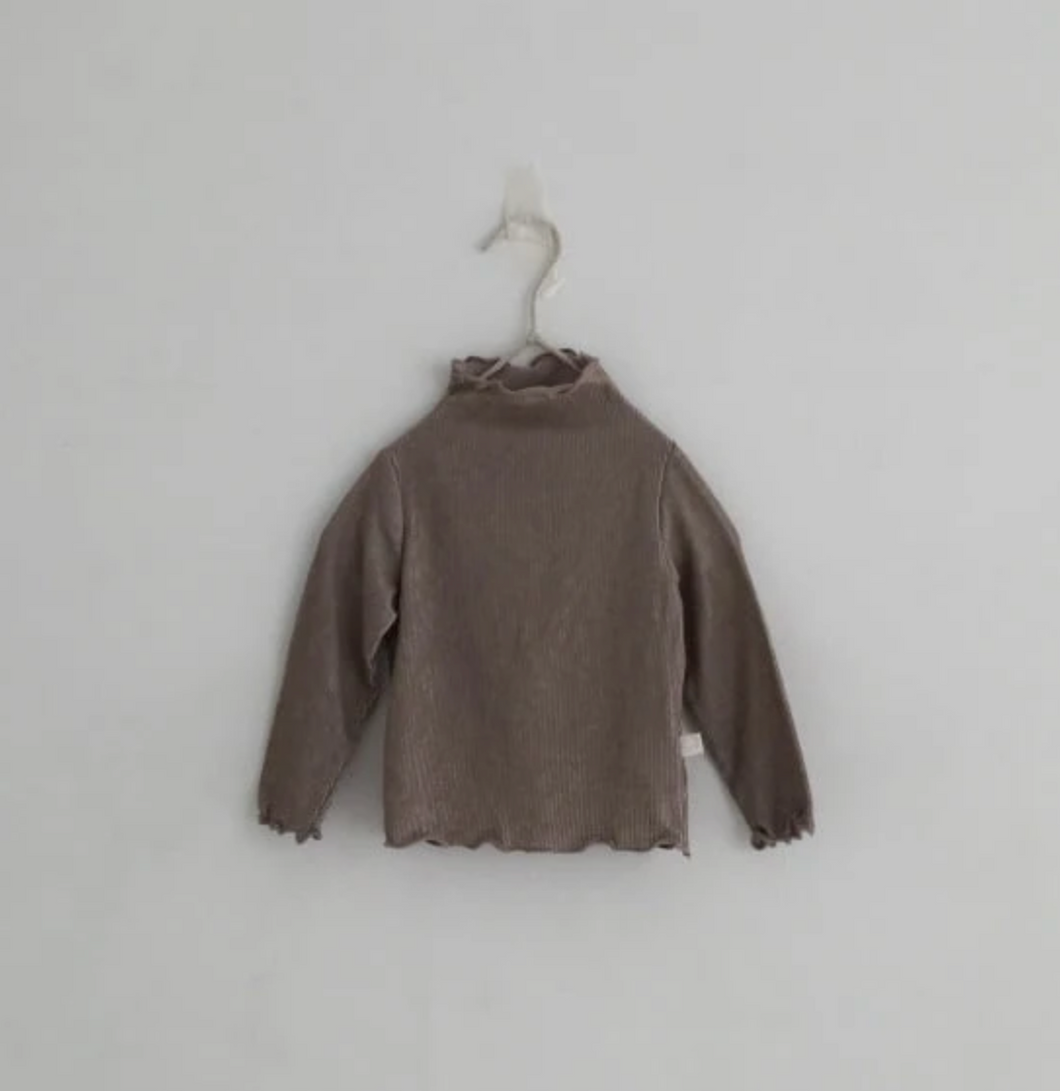 Cocoa Frill Mockneck